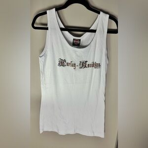 Harley-Davidson White Fitted Sleeveless Tank Top